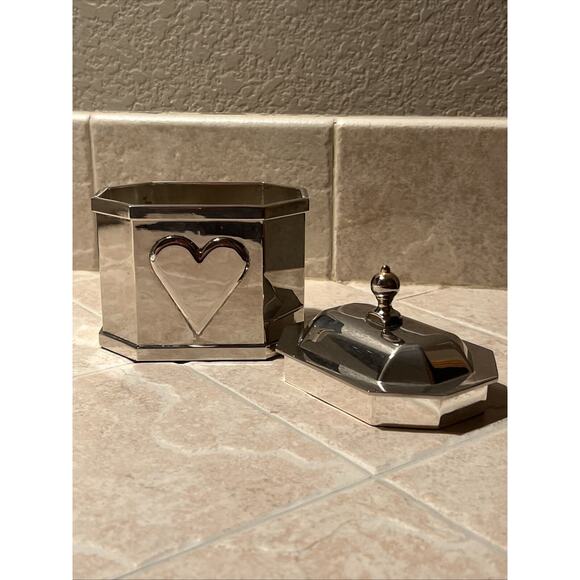 Vintage Lenox Williamsburg Silver Plate Heart Trinket Box Kirk Stieff - Picture 5 of 10